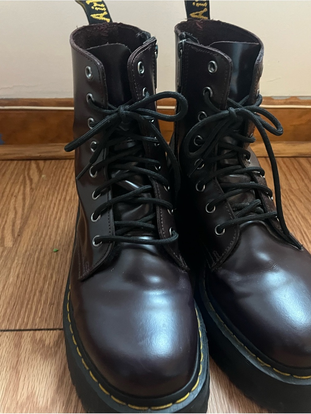 Dr. Martens Men's Burgundy Leather Lace-Up Boots